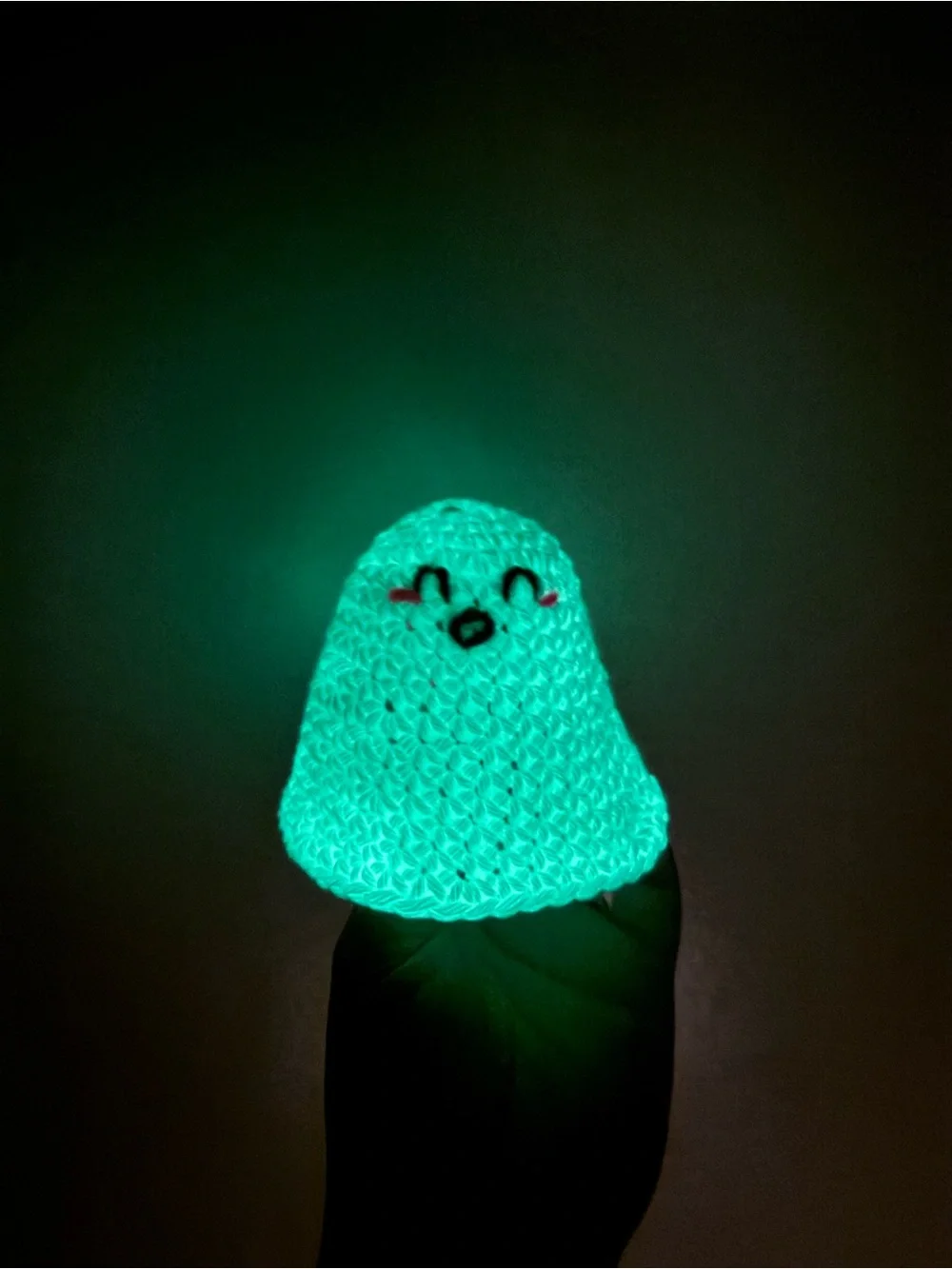 Handmade White Crocheted glow in the dark ghost plush
